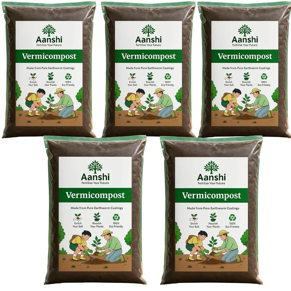 Aanshi Organic Vermicompost – 100% Pure Earthworm Castings | Enriches Soil & Boosts Plant Growth