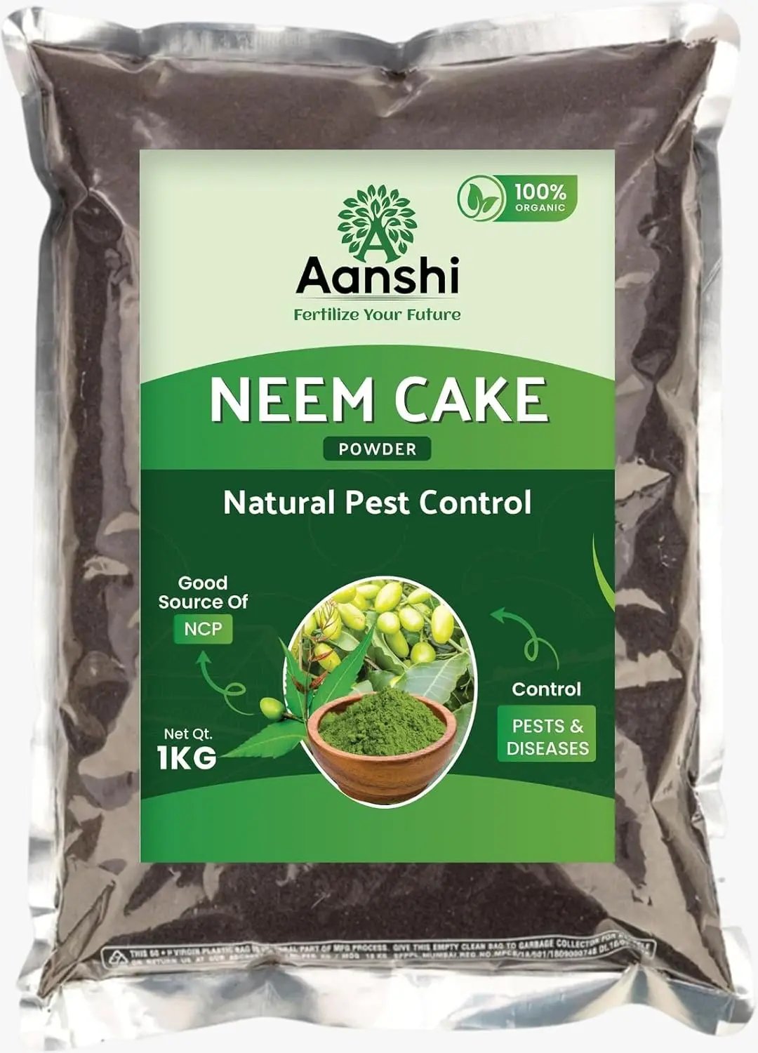 Aanshi Neem Cake Powder – Organic Fertilizer for Home Garden, Terrace Farming & Agriculture (Eco-Pac)